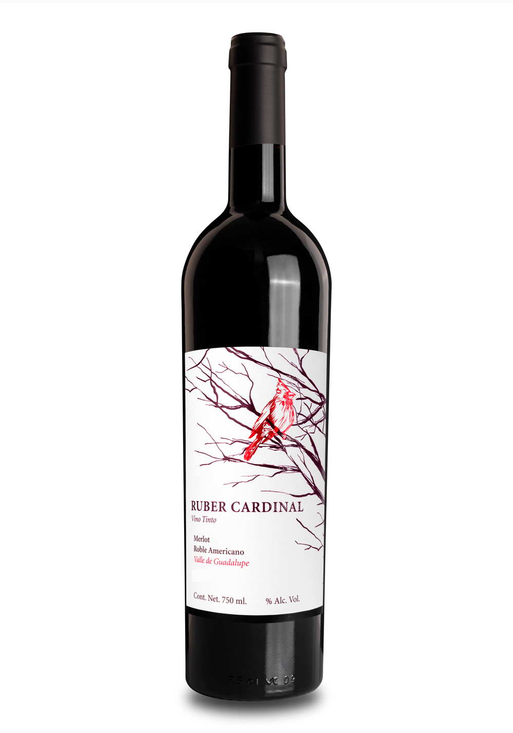 Vino Tinto Ruber Cardinal Merlot Roble Americano 750 ml