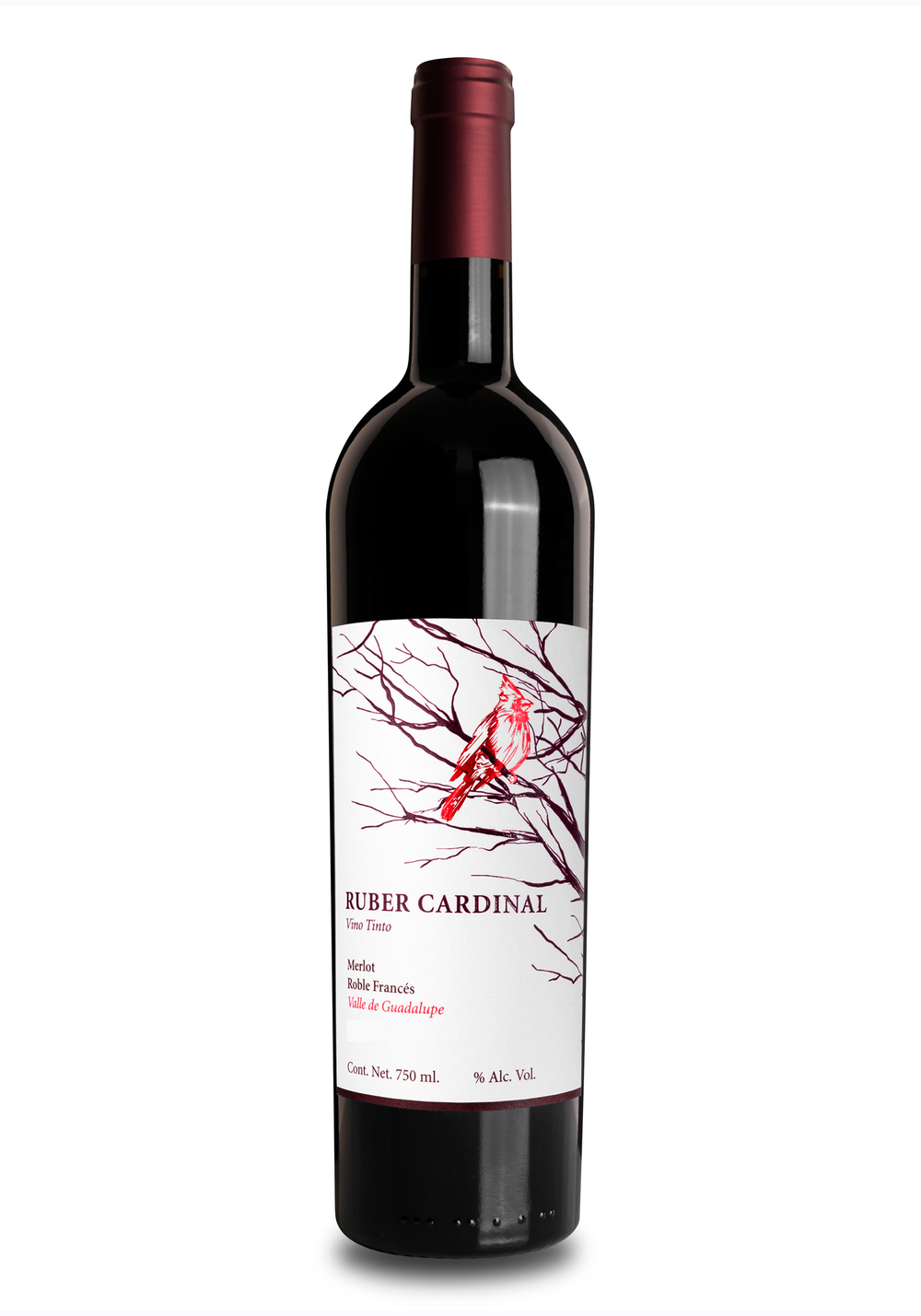 Vino Tinto Ruber Cardinal Merlot Roble Francés 750 ml