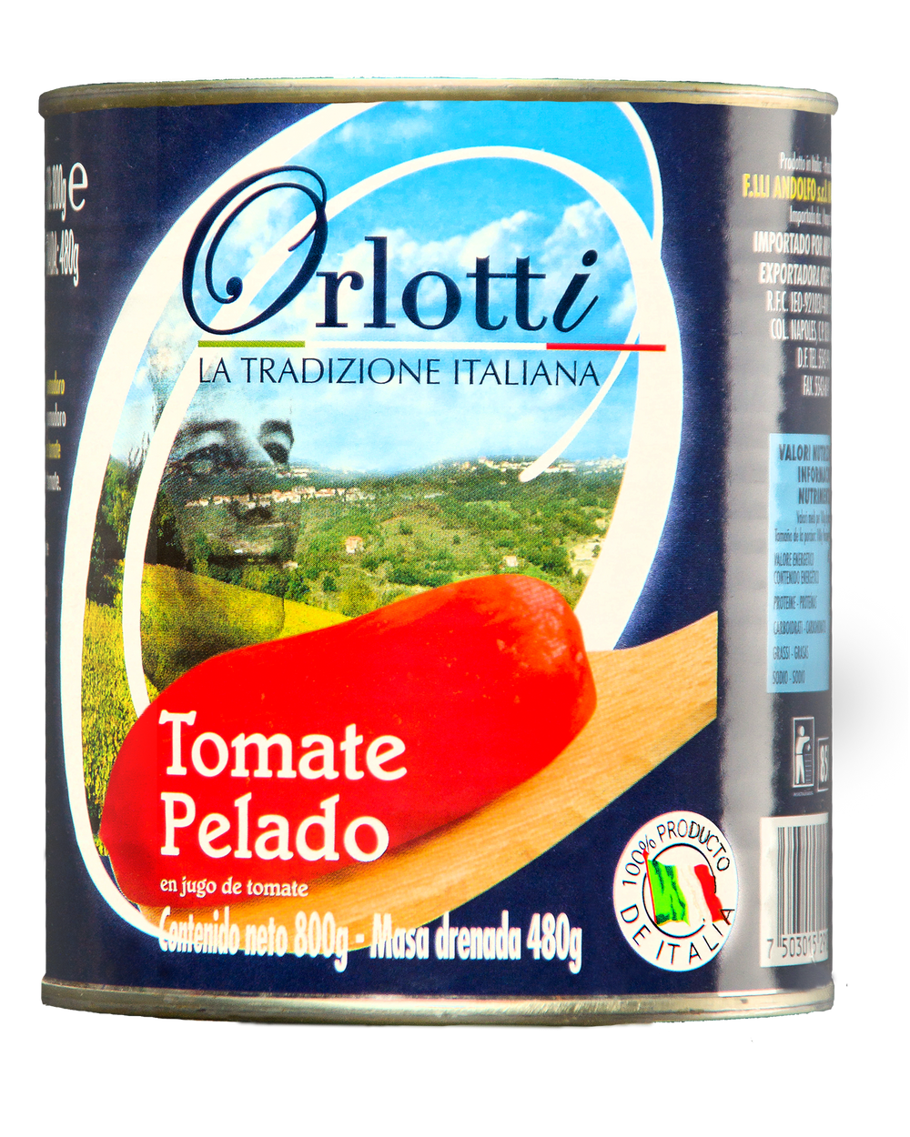 Tomate Orlotti Entero Pelado 800 gr