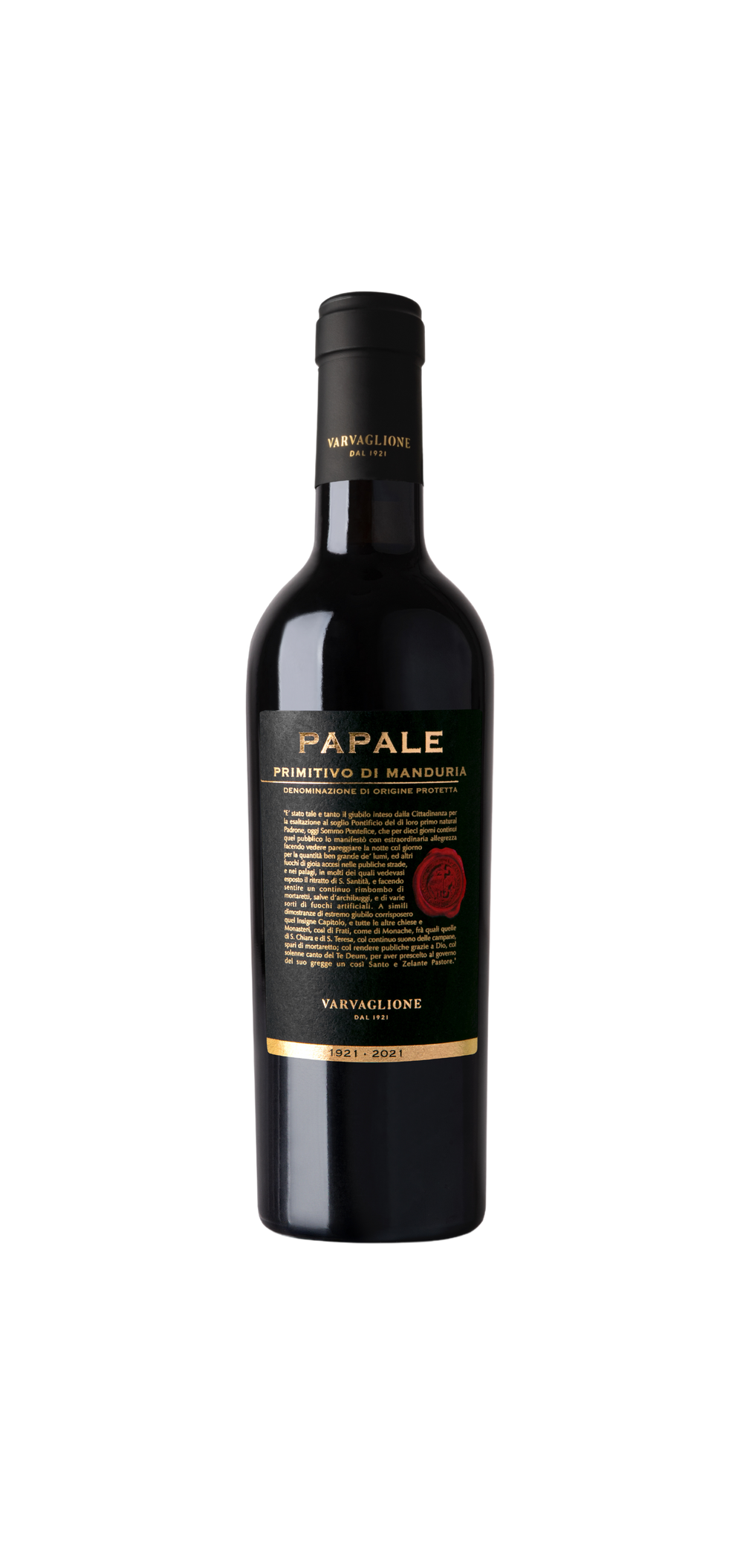 Vino Tinto Varvaglione Papale Oro Primitivo di Manduria DOC 375 ml