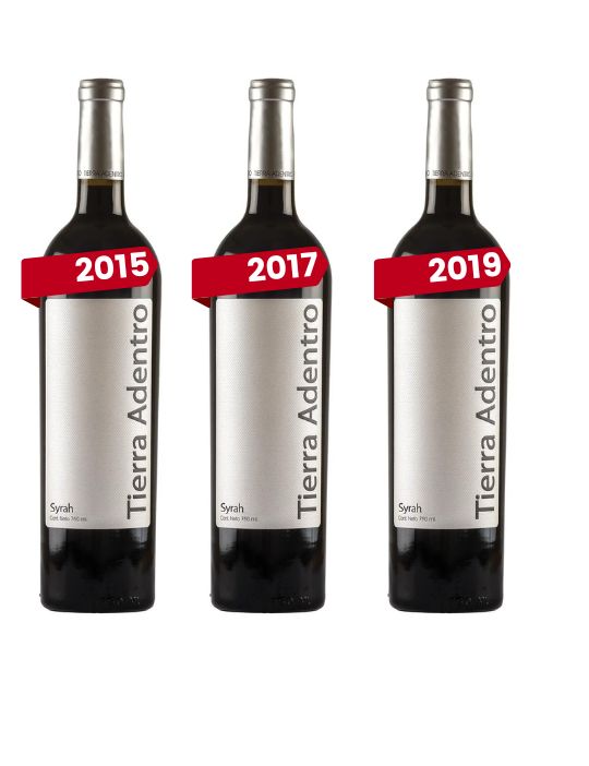 Vertical Tierra Adentro Syrah 750 ml 2015, 2017 y 2019